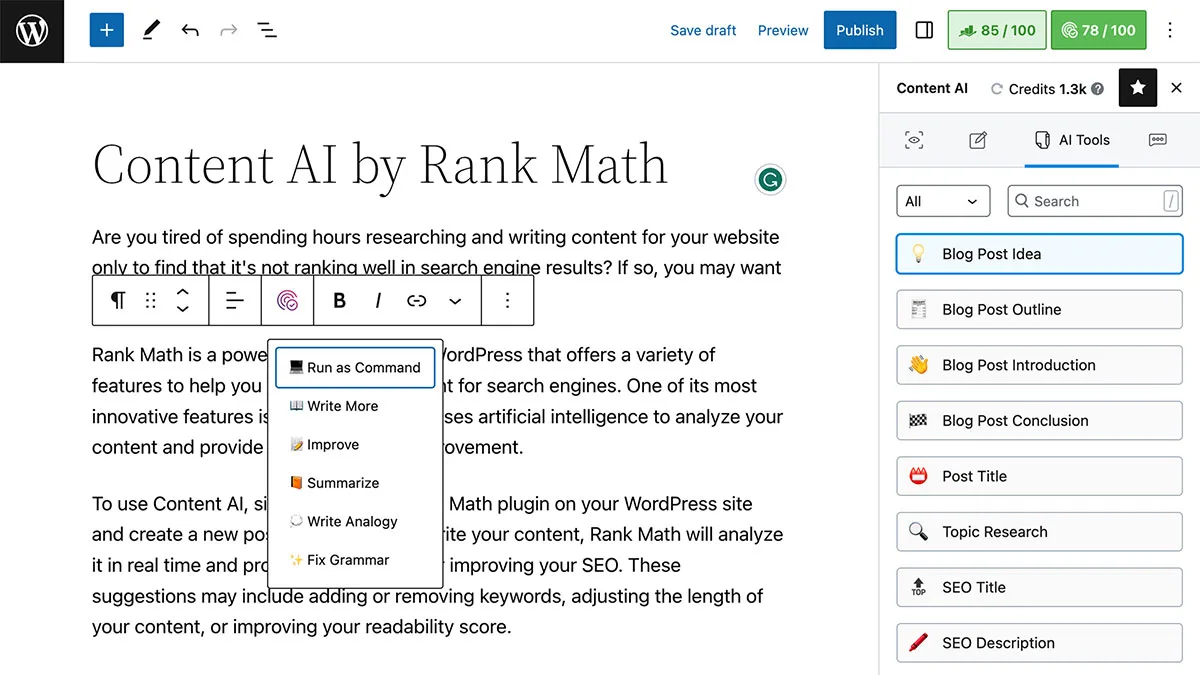 Rank Math with Supercharged Content AI